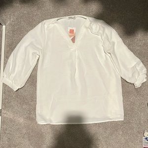 Women's White V-Neck Blouse
